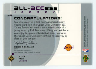 Rick Fox 2003 Upper Deck All-Access Jersey #A-RF Card