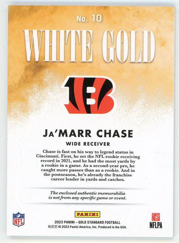 Ja'marr Chase 2023 Panini Gold Standard White Gold Patch Relic #10