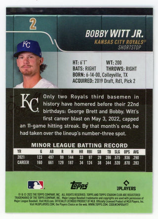 Bobby Witt Jr 2022 Topps Stadium Club Chrome #2 Card