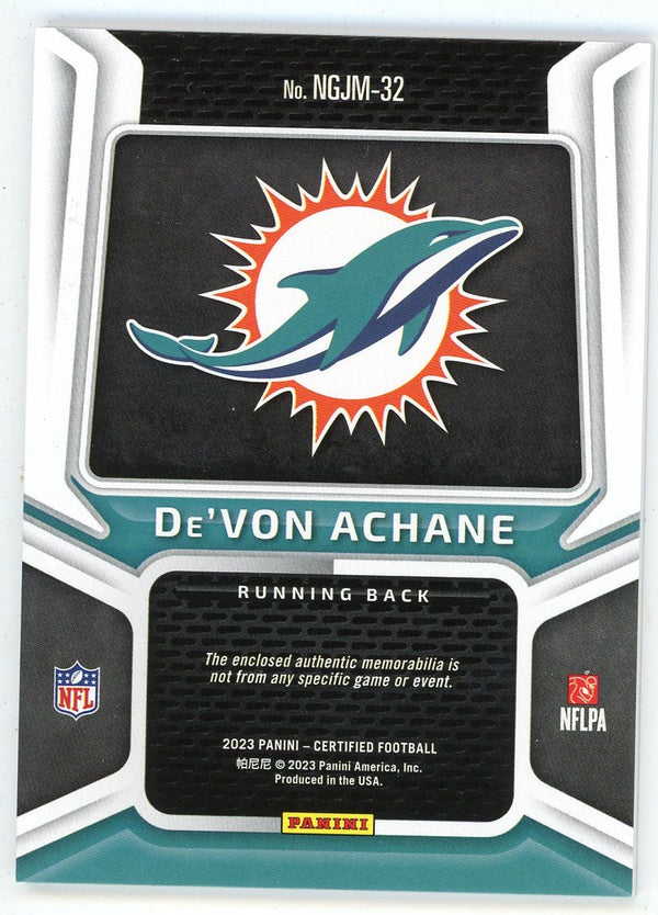 De'Von Achane 2023 Panini Prizm New Generation Patch Relic #NGJM-32