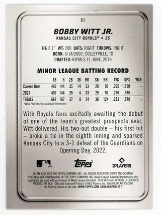 Bobby Witt Jr 2022 Topps BL #51 Card