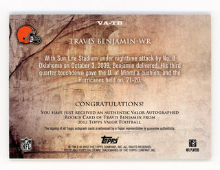 Travis Benjamin 2012 Topps Courage Autograph Issue #VA-TB Card 54/70