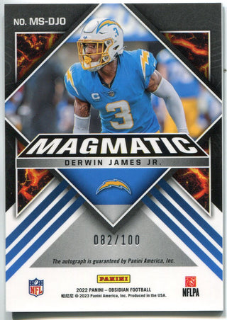 Derwin James Jr. Autographed 2022 Panini Obsidian Magmatic Card /100