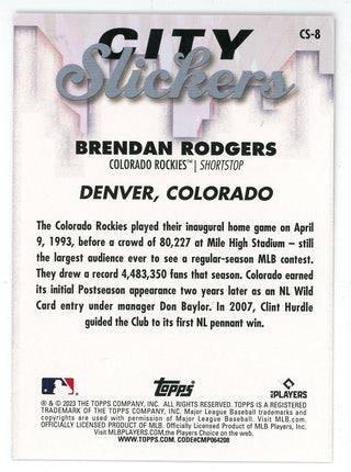 Brendan Rodgers 2023 Topps City Slickers #CS-8