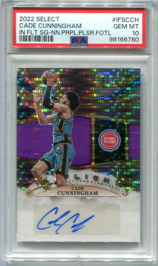 Cade Cunningham 2022 Panini Select In Flight Auto Purple #IFSSCH PSA 10 Card /15