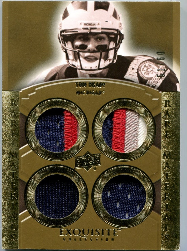 Tom Brady Upper Deck Exquisite Collection Rare Materials Quad Patch Card 51/60