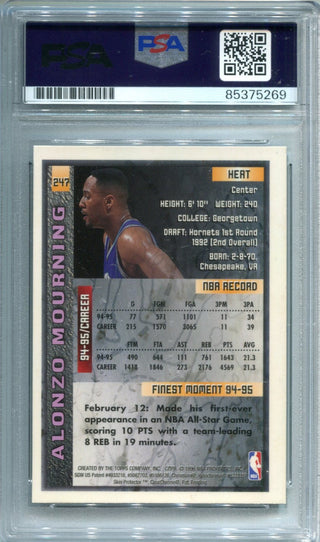 Alonzo Mourning 1996 Topps Finest #247 PSA Auto Authentic Card