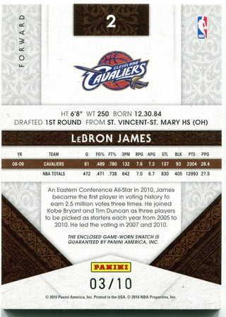 Lebron James Panini Timeless Treasures Patch Card