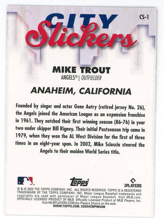 Mike Trout Topps 2023 City Slickers #CS-1