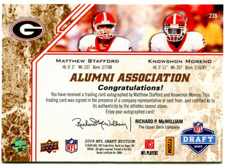 Matthew Stafford Knowshon Moreno Upper Deck Alumni Association Duel Auto 13/50