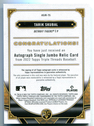 Tarik Skubal 2022 Topps Tribute Blue #ASJR15 Auto Jumbo Relic Card /10