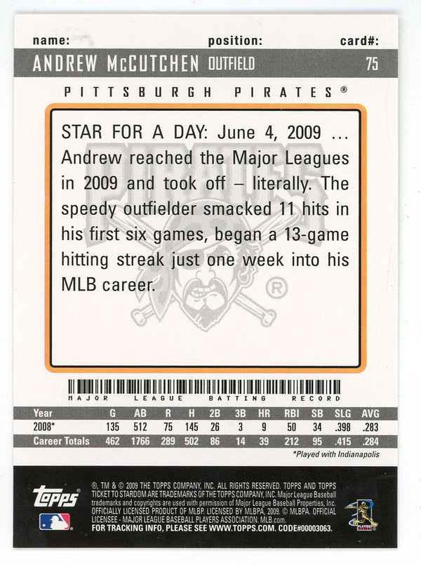 Andrew McCutchen 2009 Topps Ticket to Stardom Rookie Card #75