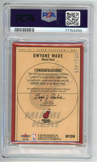 Dwyane Wade 2003 Fleer Platinum Name Plates Patch #NP/DW PSA 6