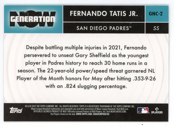 Fernando Tatis Jr 2022 Topps Chrome Now Generation #GNC-2