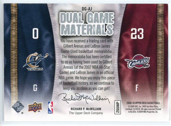 LeBron James & Gilbert Arenas 2009 Upper Deck Dual Game Materials Card #DG-AJ