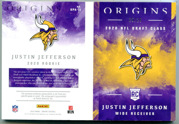 Justin Jefferson 2020 Panini Origins NFL Draft Class Auto Patch Booklet /25