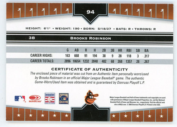 Brooks Robinson 2005 Donruss Champions Impressions Bat Relic #94