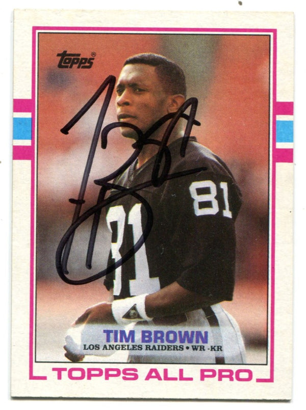 Tim Brown 1989 Topps All-Pro Autographed Card #265