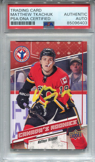 Matthew Tkachuk Autographed 2017 Upper Deck National Hockey Day Rookie Card (PSA)