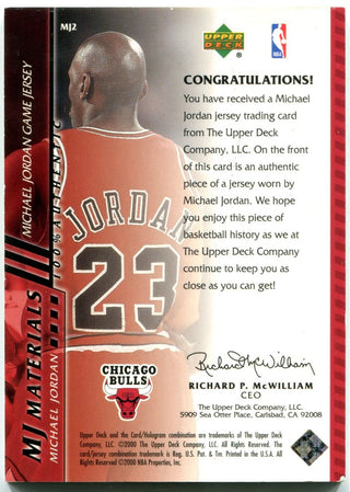 Michael Jordan Upper Deck MJ Materials Jersey Card 2000