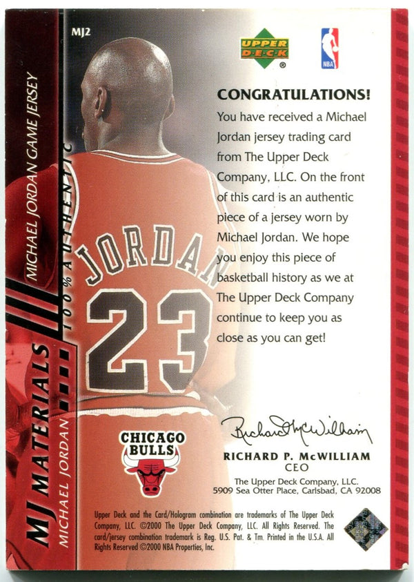 Michael Jordan Upper Deck MJ Materials Jersey Card 2000