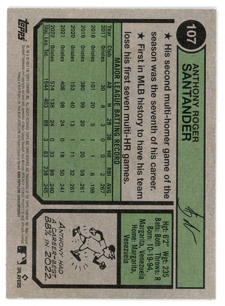 Anthony Santander 2023 Topps Heritage Card #107