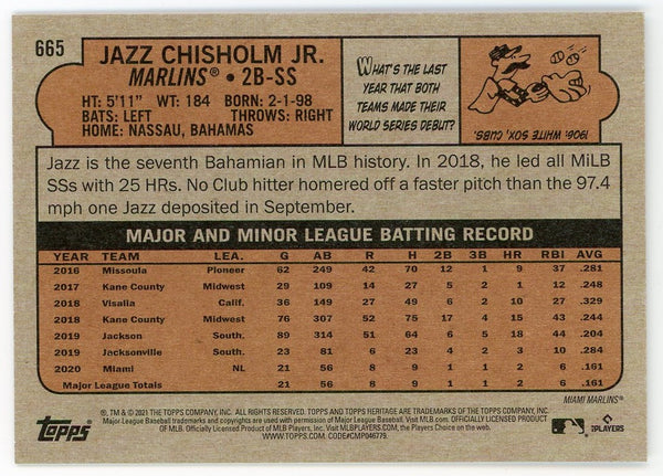 Jazz Chisholm 2021 Topps Heritage #665 Card