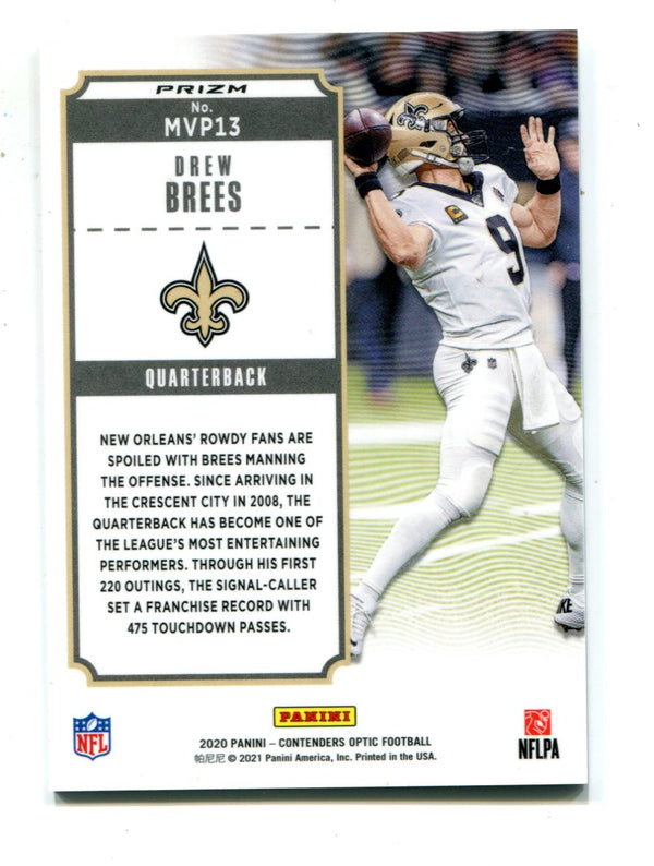 Drew Brees 2020 Panini Contenders Optic MVP #13 Card