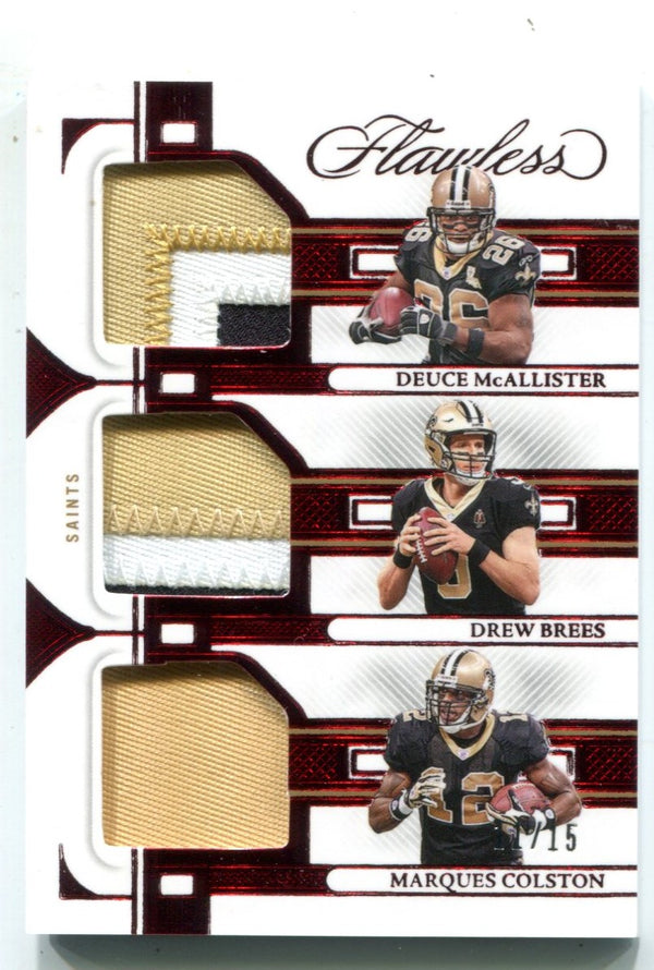 2023 Panini Flawless Brees/McAllister/Colston Patch Card /15