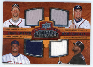 John Smoltz/ Johan Santana/ Chipper Jones/ Carlos Delgado 2008 Upper Deck Quad Swatch Memorabilia Patch Relic #232