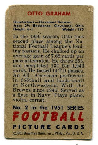 Otto Graham 1951 Bowman #2 Card