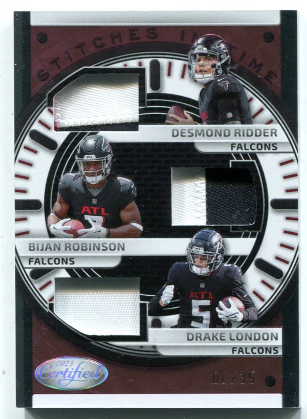 2023 Panini Stitches In Time Ridder/Robinson/London Patch Card Pink /35