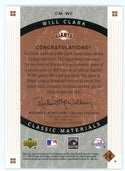 Will Clark 2005 Upper Deck Sweet Spot Classic Patch Relic #CM-WC