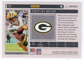 Christian Watson 2022 Panini Chronicles Luminance Rookie Card #222