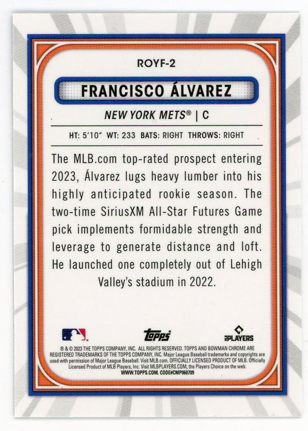 Francisco Alvarez 2023 Topps Bowman Chrome Rookie Of The Year Favorites #ROYF-2 Card