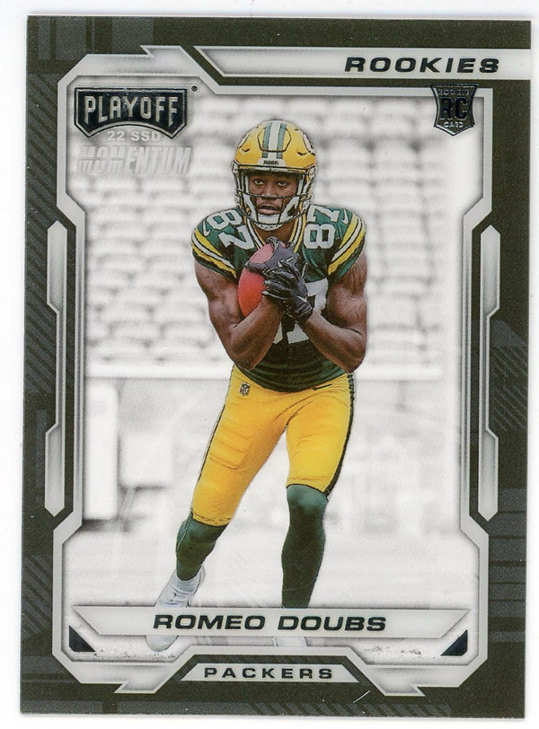 Romeo Doubs 2022 Panini Chronicles Playoffs SSD Momentum Rookie Card #PMR-31