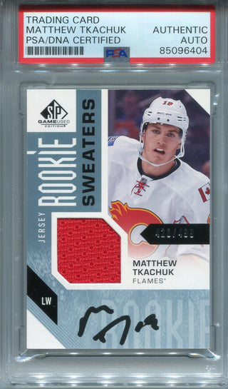 Matthew Tkachuk Autographed 2016-17 Upper Deck SP Game Used Rookie Patch Card