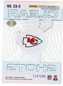 Patrick Mahomes 2021 Panini Illusions Clear Shots #CS-2