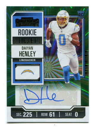 DaIyan Henley 2023 Panini Contenders #199 Green Lazer Prizm Auto Card