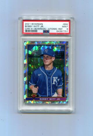 Bobby Witt Jr. 2021 Bowman CHR '91 Bowman #BW Atomic Ref.  (PSA 9)