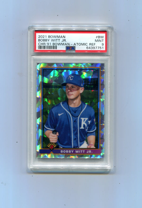 Bobby Witt Jr. 2021 Bowman CHR '91 Bowman #BW Atomic Ref.  (PSA 9)