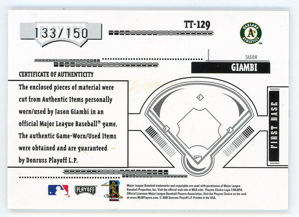 Jason Giambi 2005 Donruss Tools of the Trade Patch Relics #TT-129