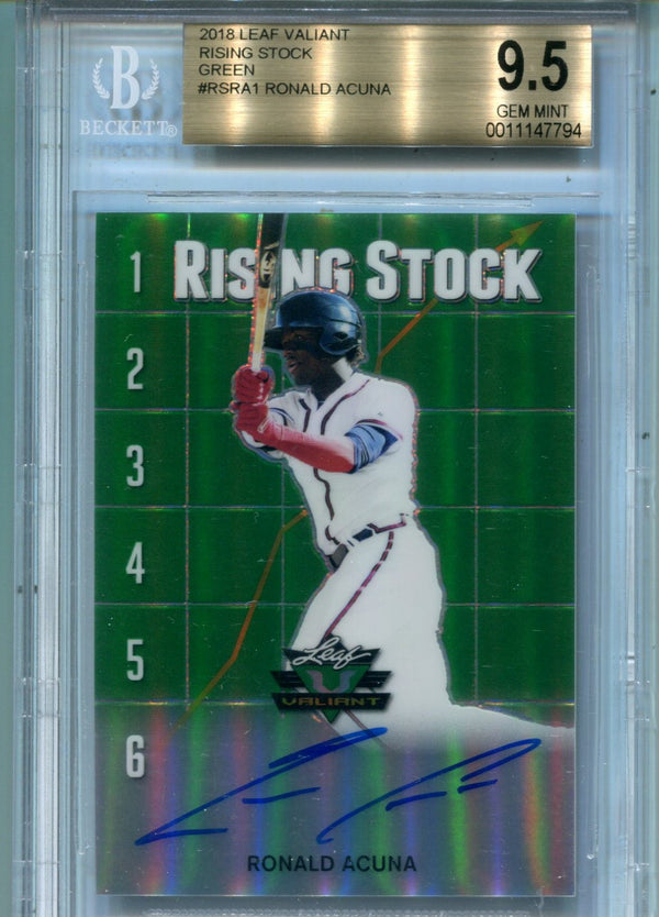 Ronald Acuna 2018 Leaf Valiant Rising Stock Green Auto #RSRA1 BGS 9.5 /99