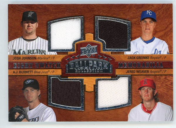 Aaron Harang/ Dan Haren/ Roy Oswalt/ Chad Billingsley/ Josh Johnson/ Zack Greinke/ Jered Weaver/ AJ Burnett Eight Swatch Memorabilia