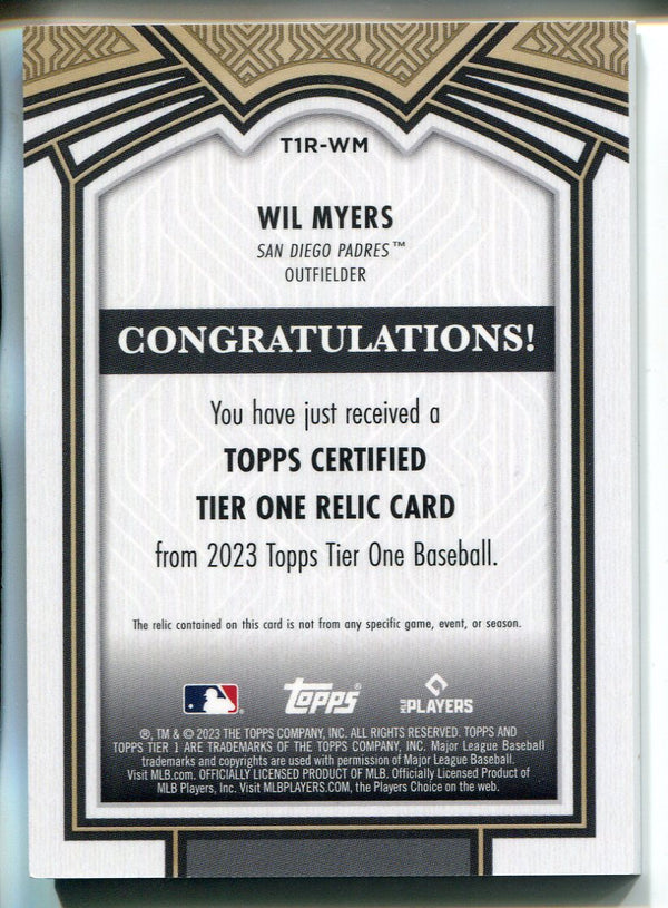 Wil Myers 2023 Topps Tier One Jersey Relic Card #T1R-WM