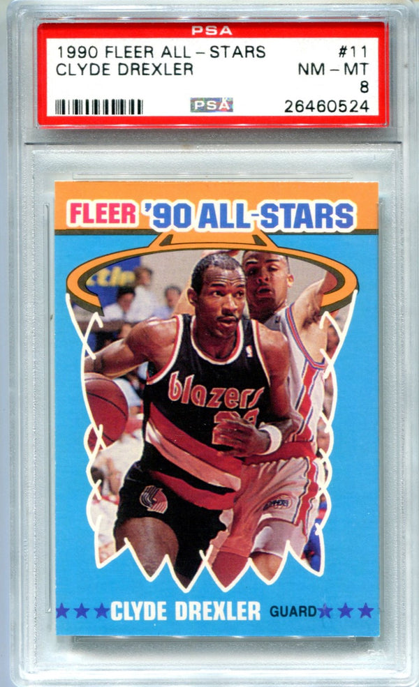 Clyde Drexler 1990 Fleer All-Stars #11 PSA 8 Card