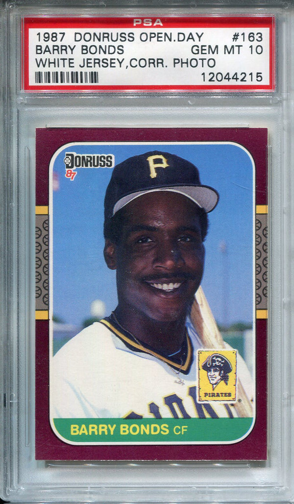 Barry Bonds 1987 Donruss Opening Day White Jersey Card 163 (PSA Gem Mint 10)