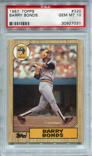 Barry Bonds 1987 Topps Rookie Card #320 (PSA Gem Mint 10)