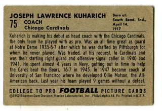 Joseph Lawrence Kuharich 1952 Bowman #75 Card