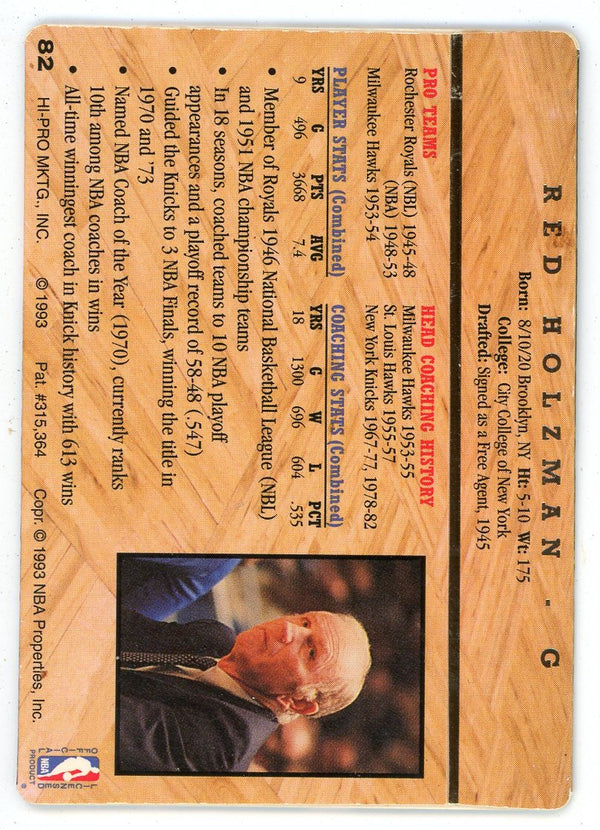 Red Holzman Autographed 1993 Action Packed Players who Coached #82